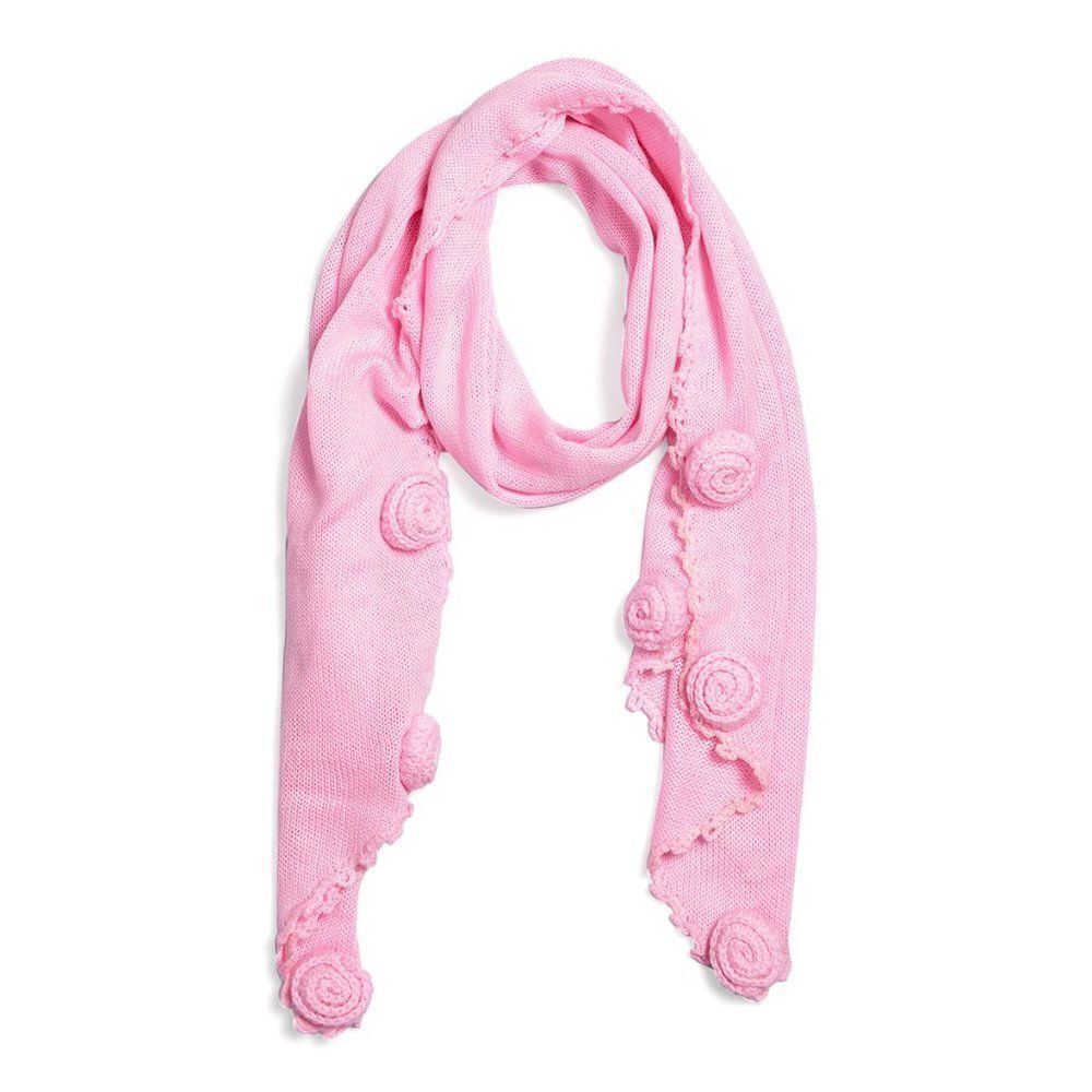 Pink Scarf with Crochet Rose